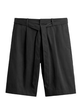 Zara Black Belted Flat-Front Men's Shorts